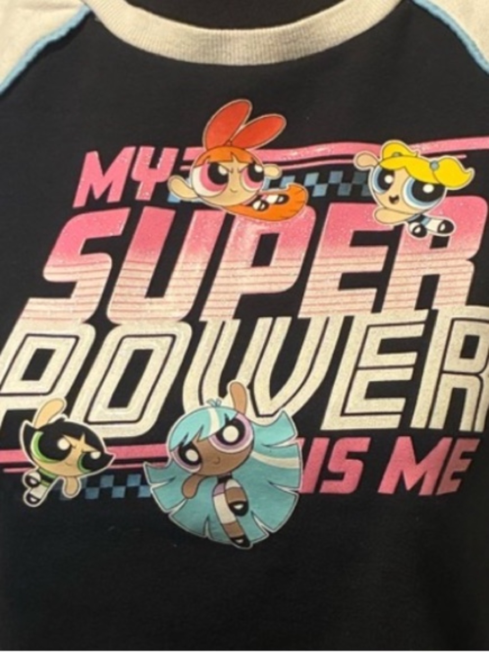Powerpuff Girls Justice Black & White Cropped Dance Sweatshirt Kids Size 7